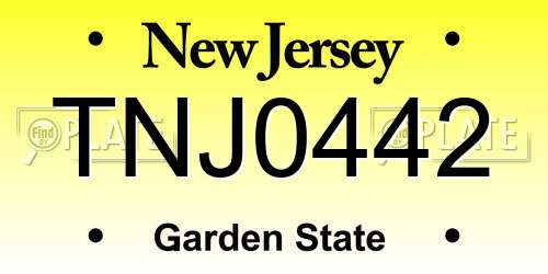 TNJ0442 New Jersey License Plate