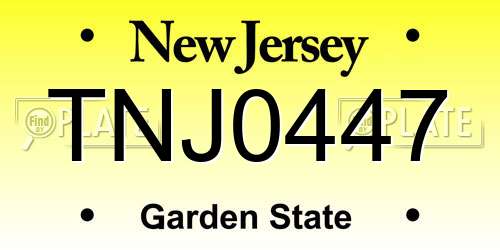 TNJ0447 New Jersey License Plate