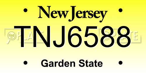 TNJ6588 New Jersey License Plate