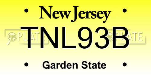 TNL93B New Jersey License Plate