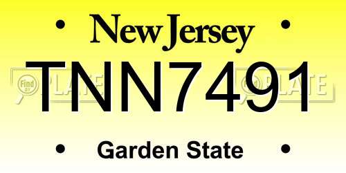 TNN7491 New Jersey License Plate