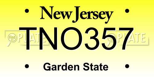 TNO357 New Jersey License Plate