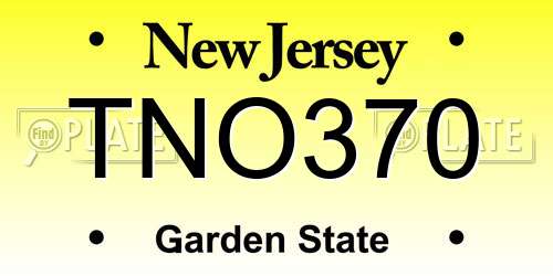 TNO370 New Jersey License Plate