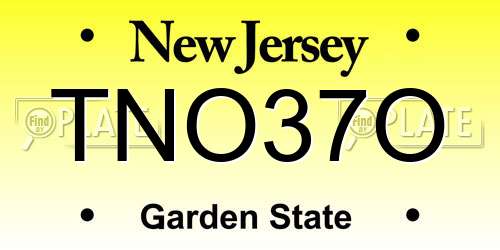 TNO37O New Jersey License Plate