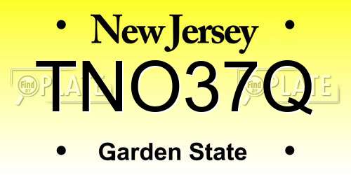 TNO37Q New Jersey License Plate