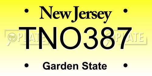 TNO387 New Jersey License Plate