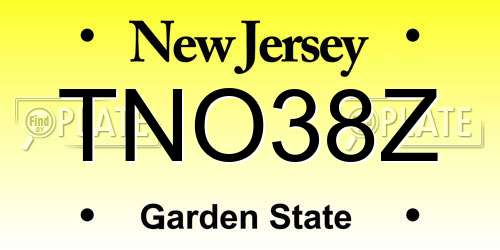 TNO38Z New Jersey License Plate