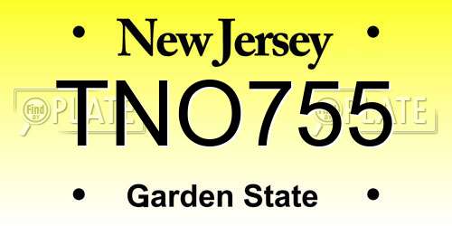 TNO755 New Jersey License Plate
