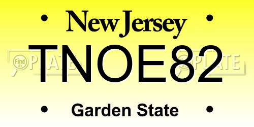 TNOE82 New Jersey License Plate