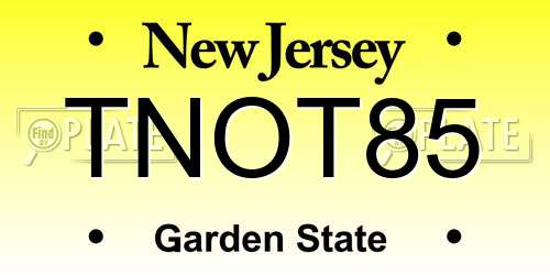 TNOT85 New Jersey License Plate