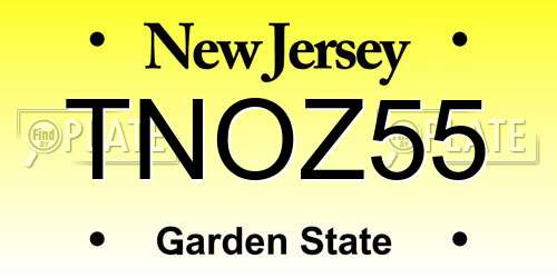 TNOZ55 New Jersey License Plate