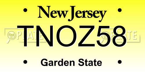 TNOZ58 New Jersey License Plate