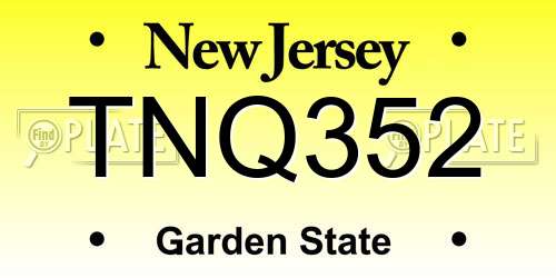 TNQ352 New Jersey License Plate