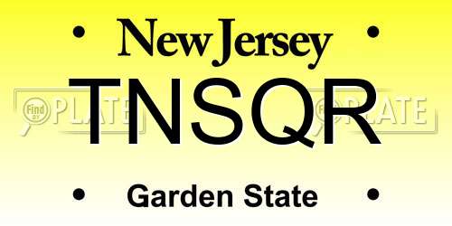 TNSQR New Jersey License Plate