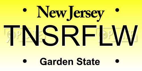 TNSRFLW New Jersey License Plate