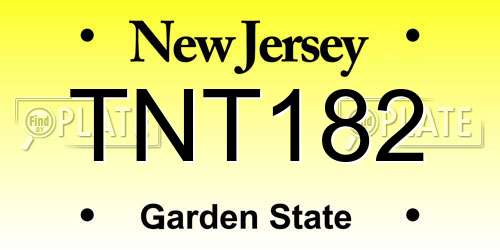 TNT182 New Jersey License Plate