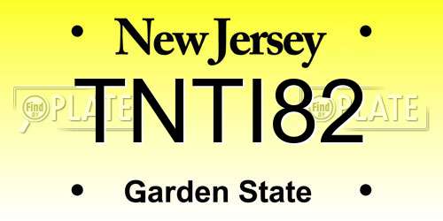 TNTI82 New Jersey License Plate