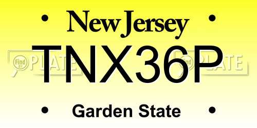 TNX36P New Jersey License Plate