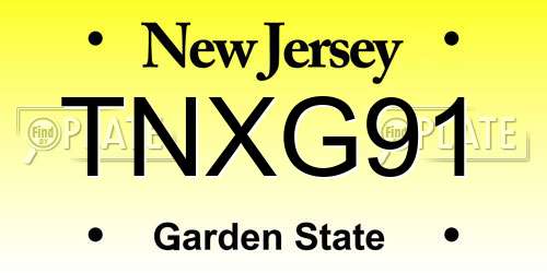 TNXG91 New Jersey License Plate