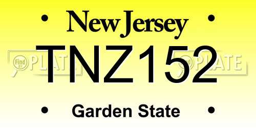 TNZ152 New Jersey License Plate
