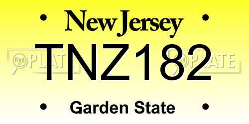 TNZ182 New Jersey License Plate