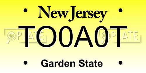 TO0A0T New Jersey License Plate