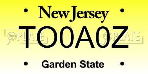 TO0A0Z New Jersey License Plate
