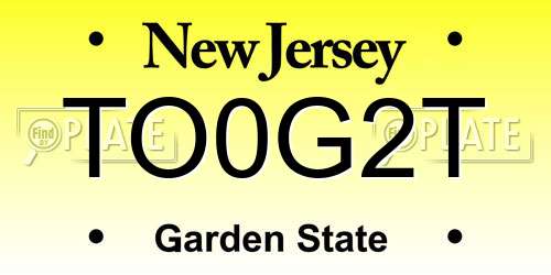 TO0G2T New Jersey License Plate