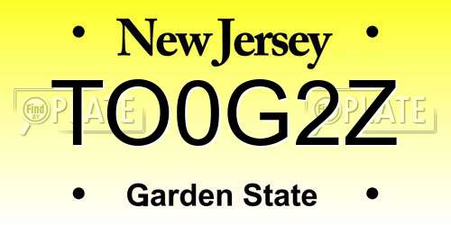 TO0G2Z New Jersey License Plate