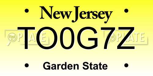 TO0G7Z New Jersey License Plate