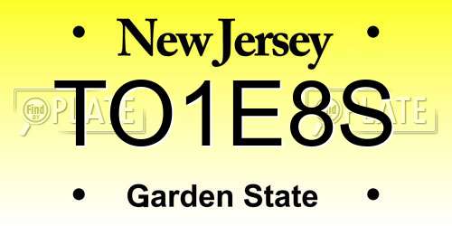 TO1E8S New Jersey License Plate
