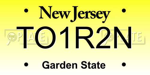 TO1R2N New Jersey License Plate