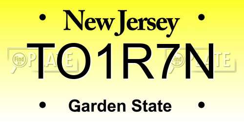 TO1R7N New Jersey License Plate