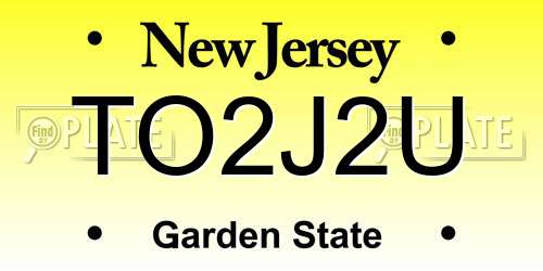 TO2J2U New Jersey License Plate