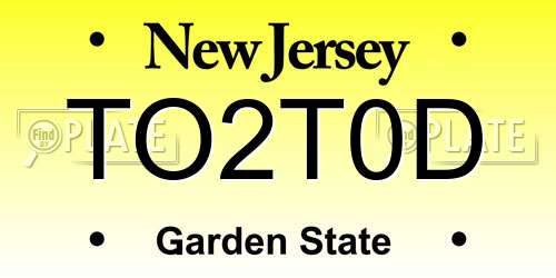 TO2T0D New Jersey License Plate