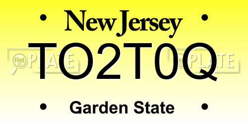 TO2T0Q New Jersey License Plate