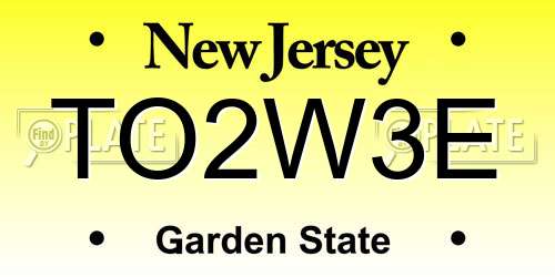 TO2W3E New Jersey License Plate