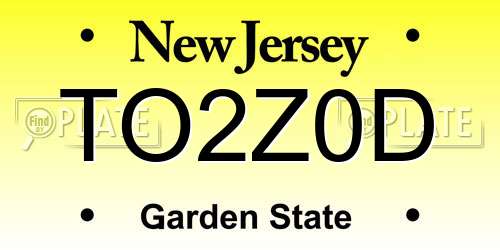 TO2Z0D New Jersey License Plate