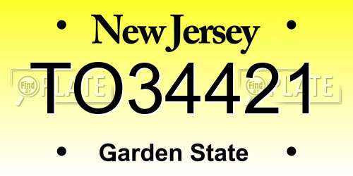 TO34421 New Jersey License Plate
