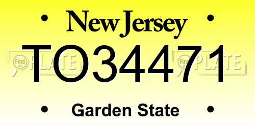 TO34471 New Jersey License Plate