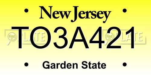 TO3A421 New Jersey License Plate