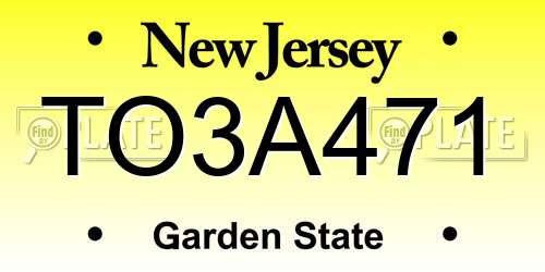 TO3A471 New Jersey License Plate