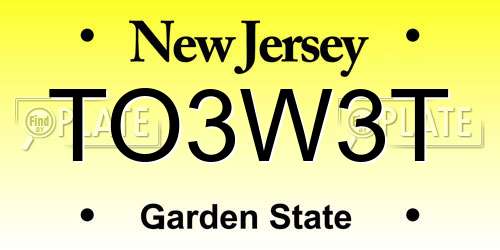 TO3W3T New Jersey License Plate