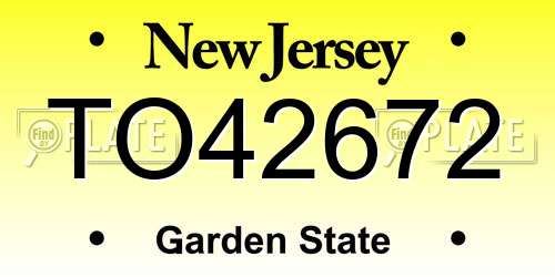 TO42672 New Jersey License Plate