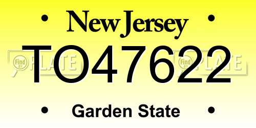 TO47622 New Jersey License Plate
