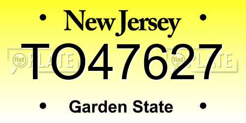 TO47627 New Jersey License Plate