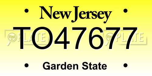 TO47677 New Jersey License Plate