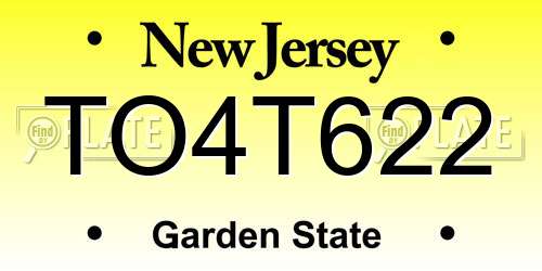 TO4T622 New Jersey License Plate