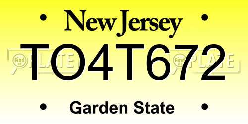 TO4T672 New Jersey License Plate