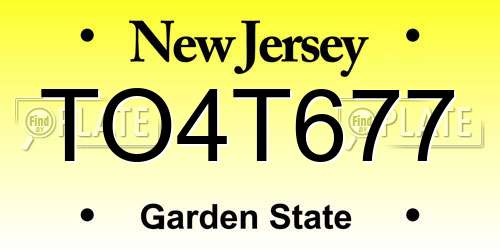 TO4T677 New Jersey License Plate